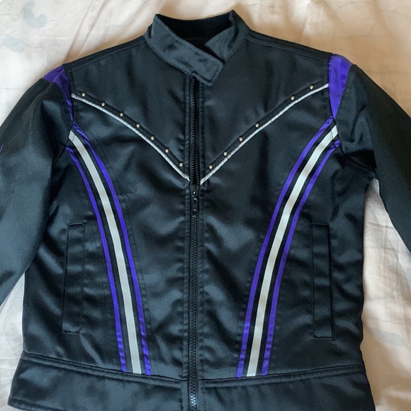 Purple flames Small USA Biker Design jacket - Picture 4 of 8